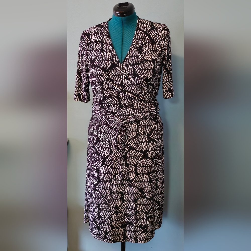 Black and white patterned wrap dress, size Large